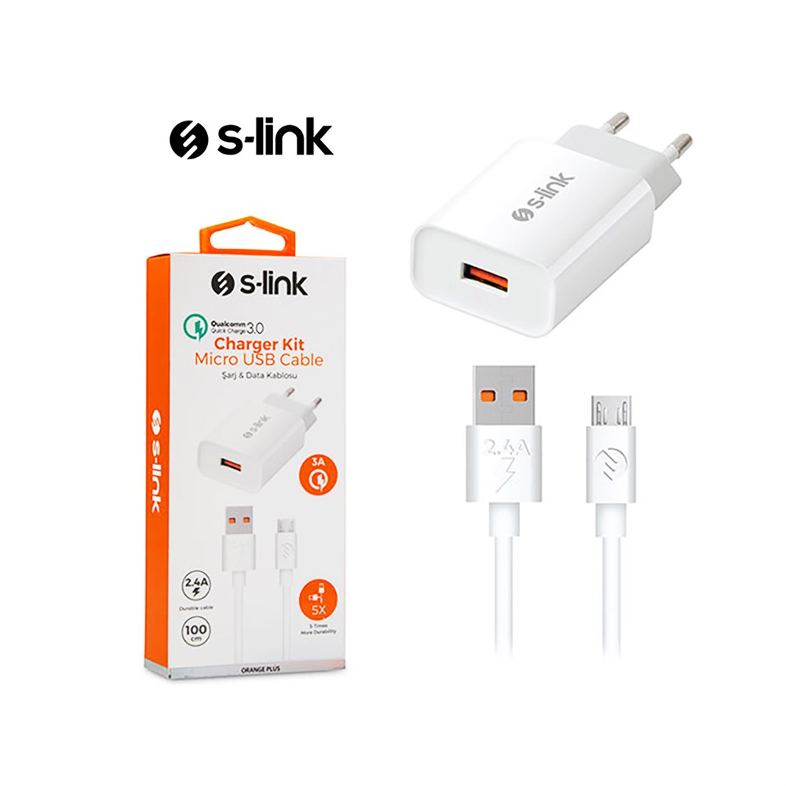 S-Link SL-EC13M Mikro 3Amp Hızlı Şarj Adaptörü Seti - Elk-04586