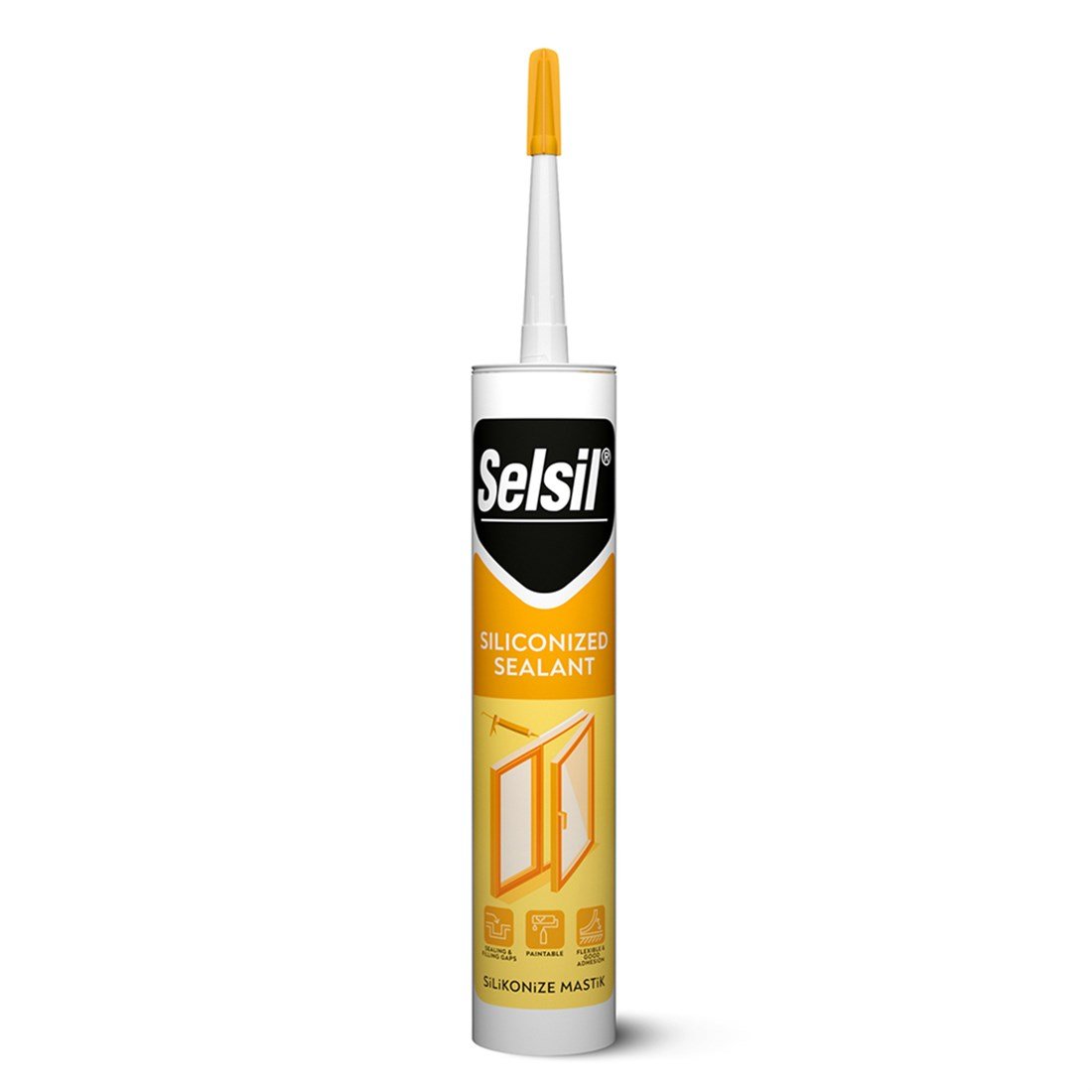 Selsil Silikonize Mastik 500 Gr Antrasit Gri (Sarı Dizayn)