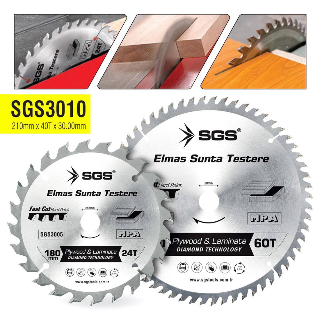 SGS 3010 Elmas Sunta Testeresi 210 mm x 40T