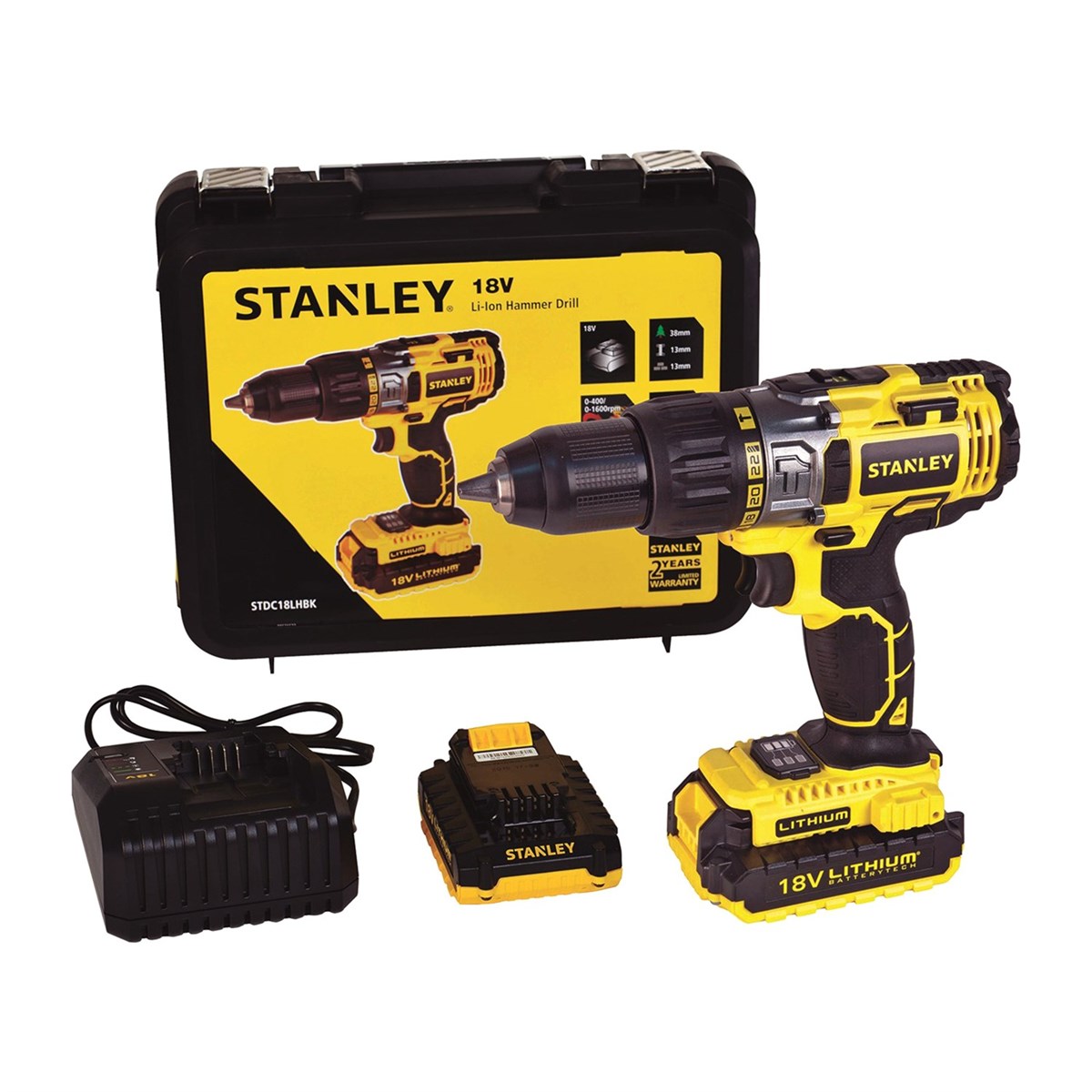 Stanley 18V/2.0Ah Li-Ion Şarjlı Darbeli Matkap - STDC18LHBK