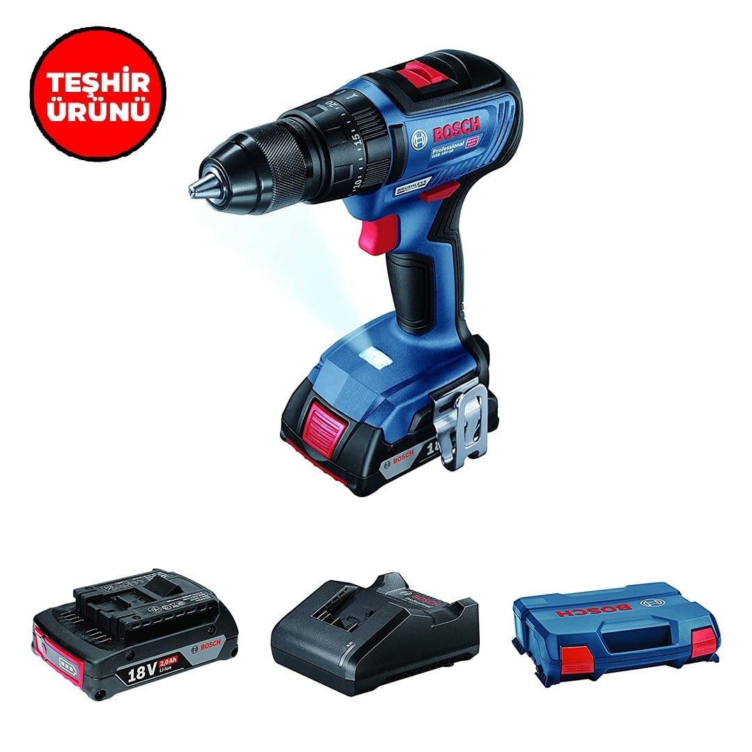 Teşhir Bosch Gsb 18v-50 2 Ah 18V Çift Akülü Darbeli Delme Vidalama - 06019h5100