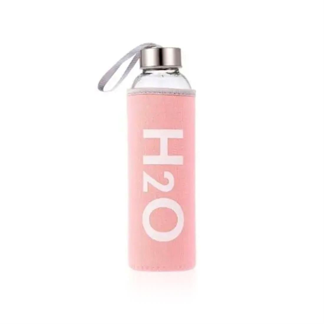 Tohana H2088754 H20 Kılıflı Cam Matara 750ml Pembe - Züc19587