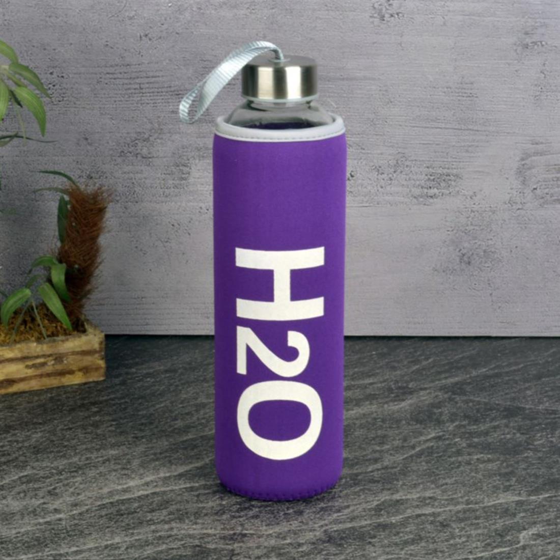 Tohana H2O88753 H20 Kılıflı Cam Matara 750ml Mor - Züc19609