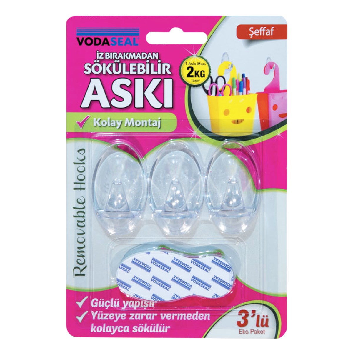 VODASEAL 3LÜ ŞEFFAF İZ BIRAKMAYAN ASKI HR-01T 