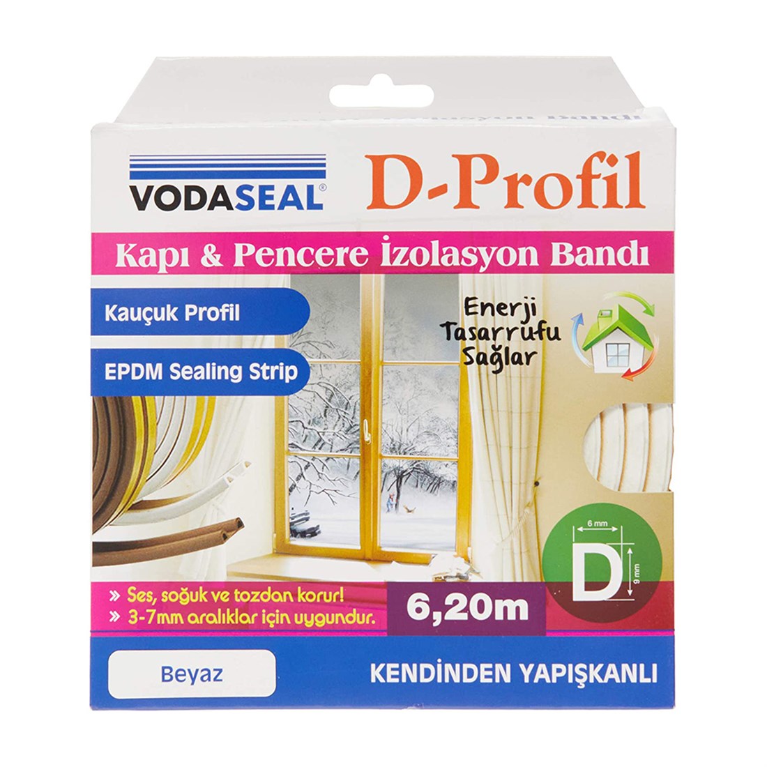 Vodaseal Fitil Kapı Pencere Izalasyon D Profil Band Beyaz 
