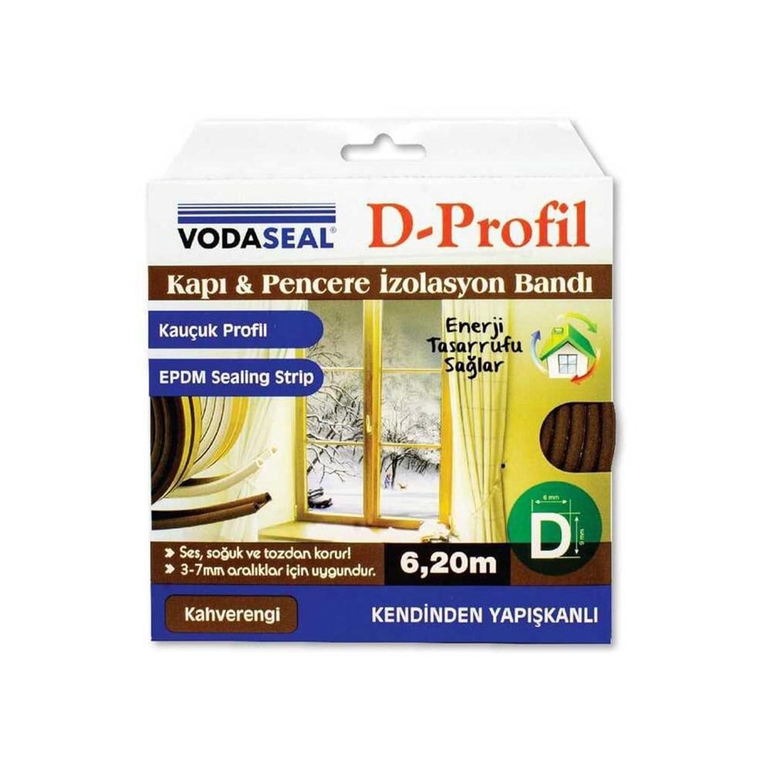Vodaseal Fitil Kapı Pencere Izalasyon D Profil Band Kahverengi