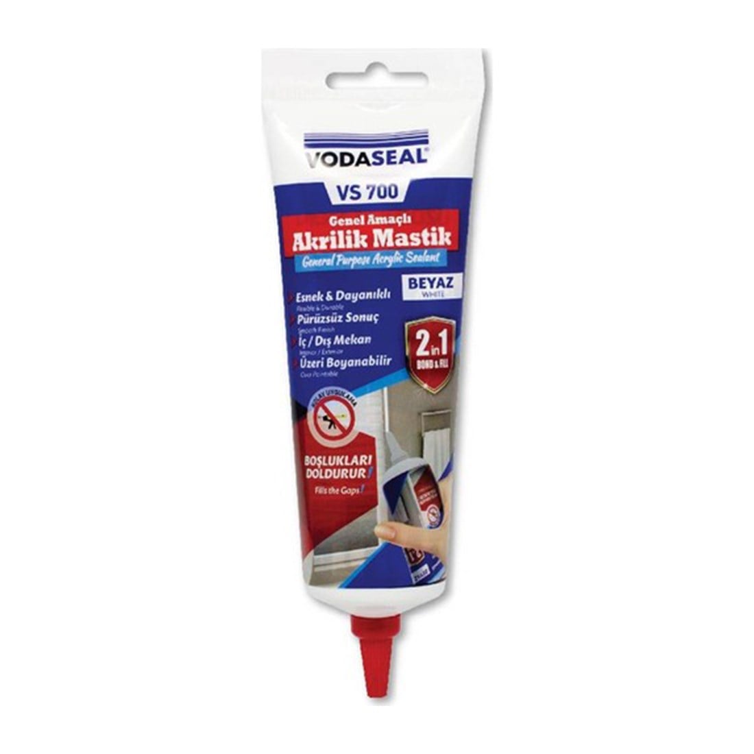 Vodaseal VS-700 Genel Amaçlı Esnek Boyanabilir Akrilik Mastik Beyaz 400 gr