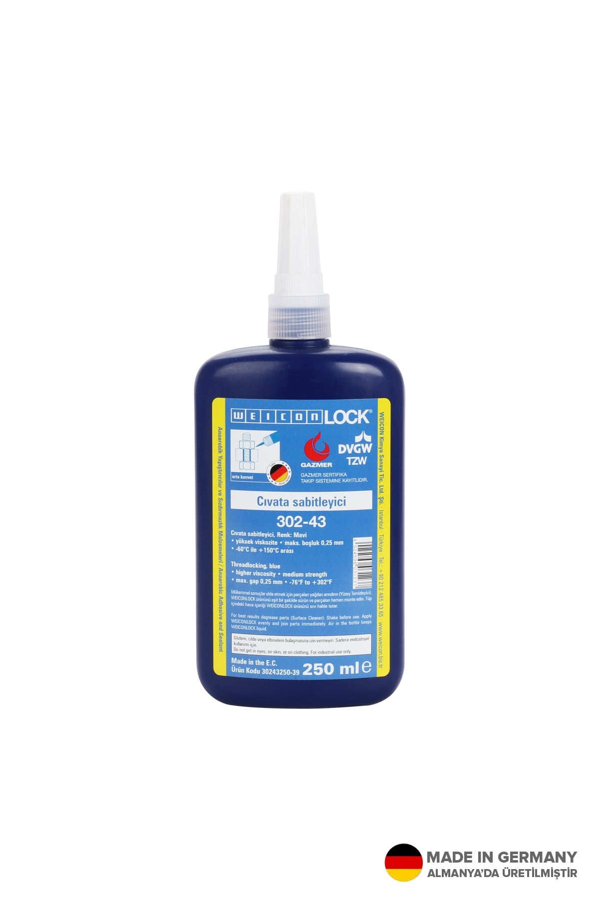 WEICON LOCK CİVATA SABİTLEYİCİ AN 302-43 250 ML 30243250 (ORTA MUKAVEMET)