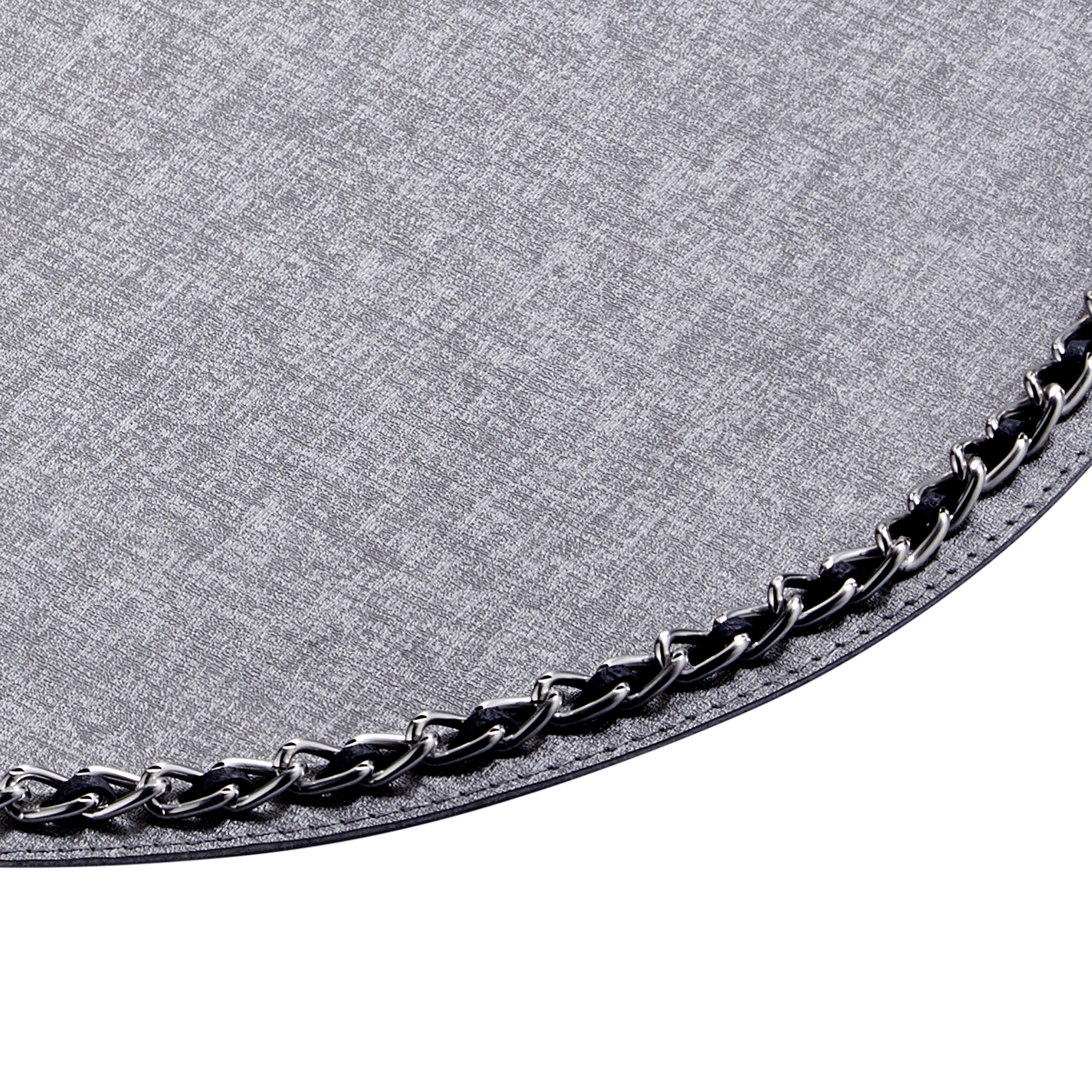 Yuvarlak Silver Zincirli Gri Amerikan Servis