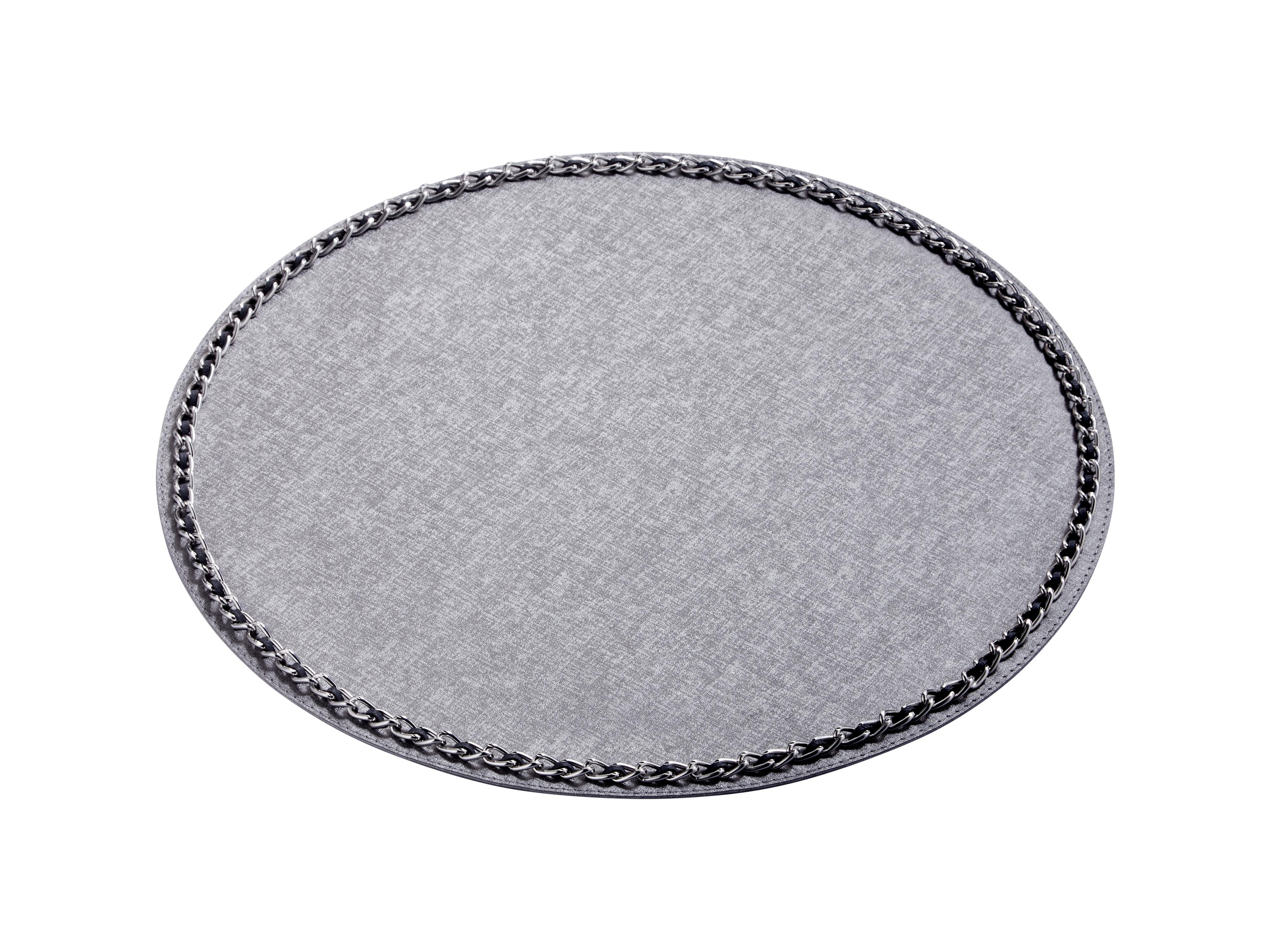 Yuvarlak Silver Zincirli Gri Amerikan Servis