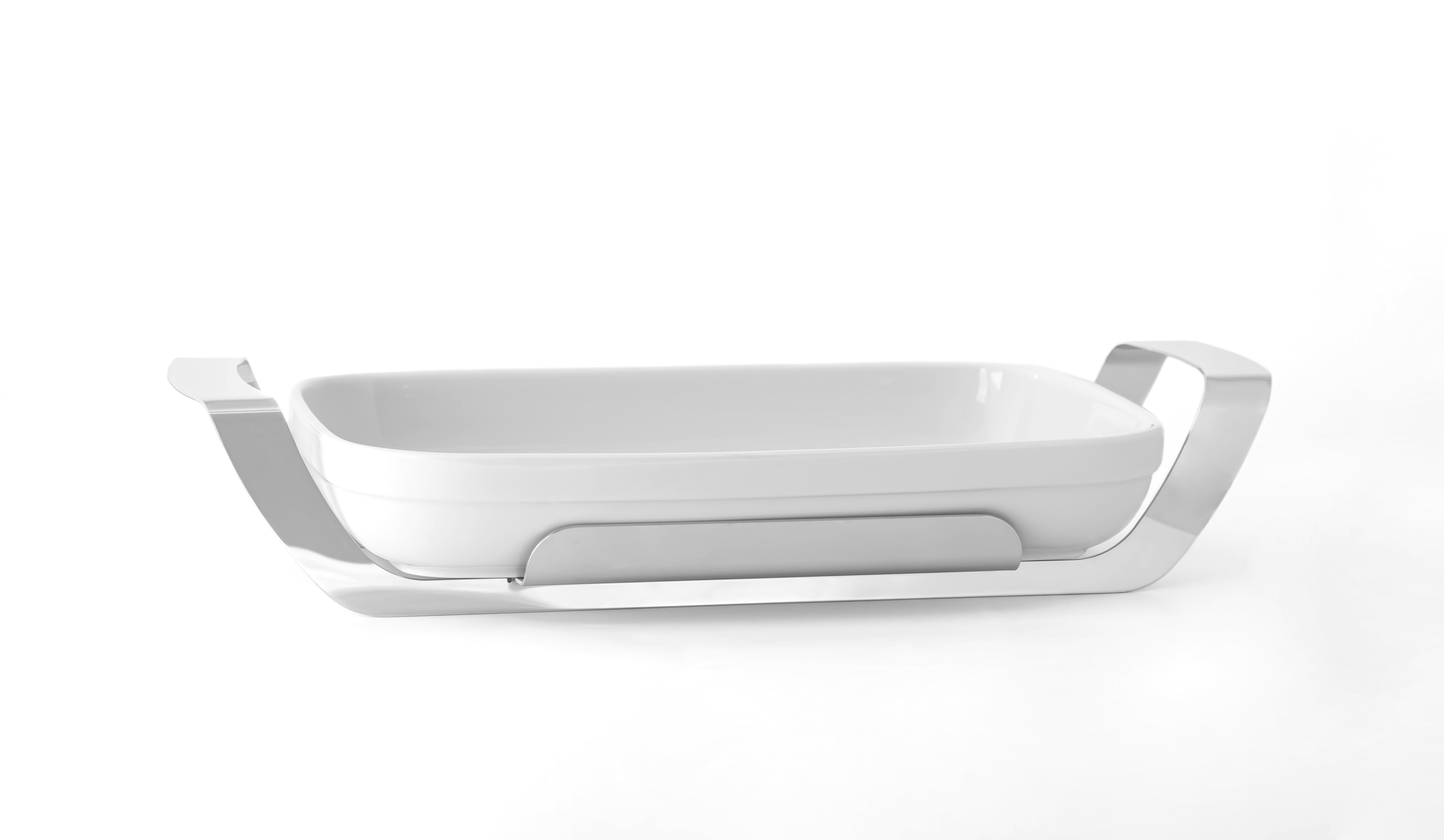 Sofra Sunum ÜrünleriELLEFFE ITALYEle TrendSilver Metal Standlı Dikdörtgen Porselen Servis