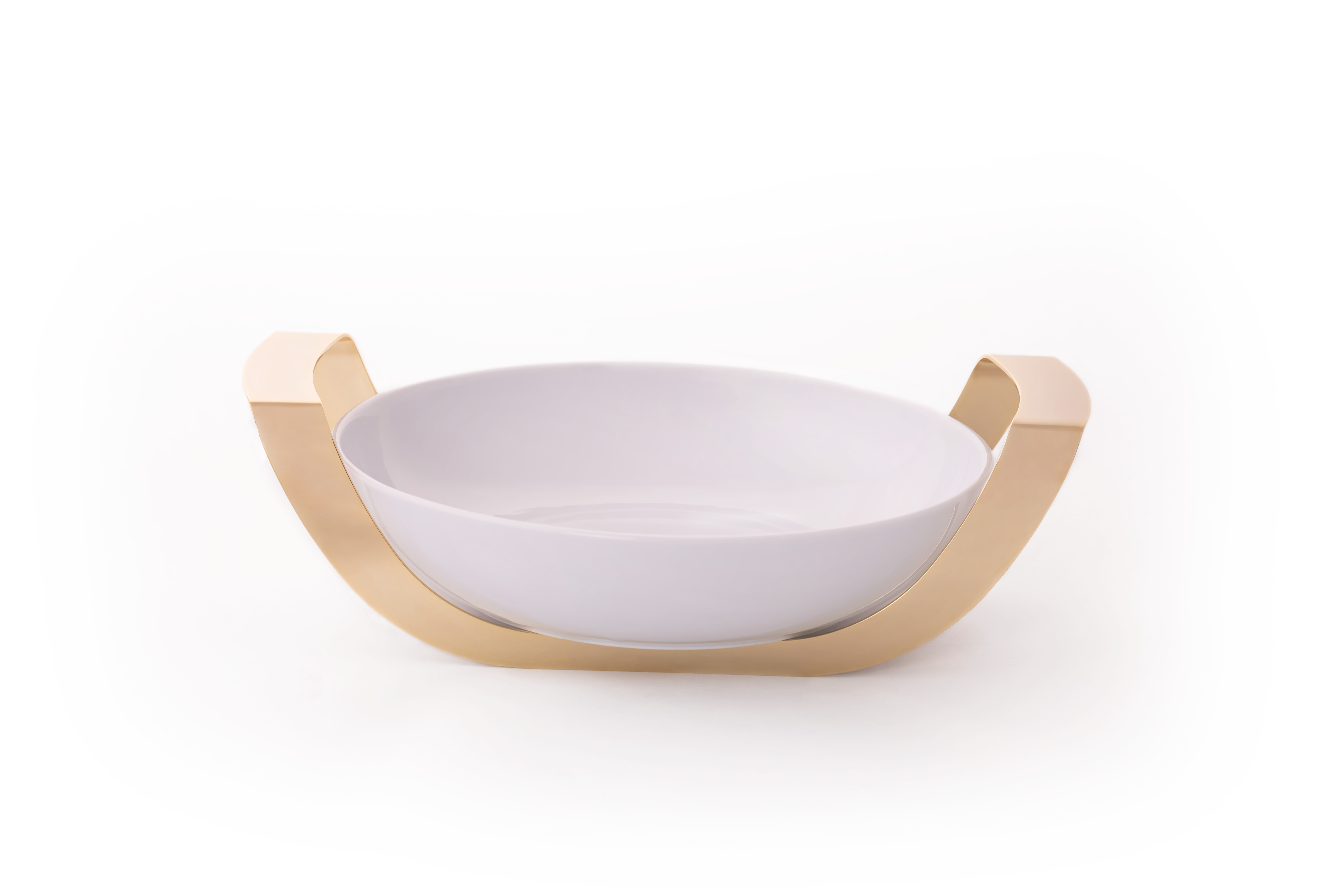 Sofra Sunum ÜrünleriELLEFFE ITALYEle TrendGold Metal Standlı Yuvarlak Porselen Servis