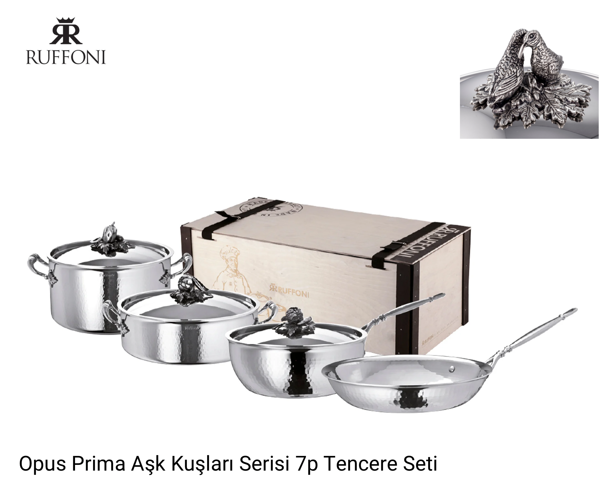 TENCERE Ruffoni ItalyEle TrendOpus Prima Aşk Kuşları Serisi 7 Parça Tencere Seti