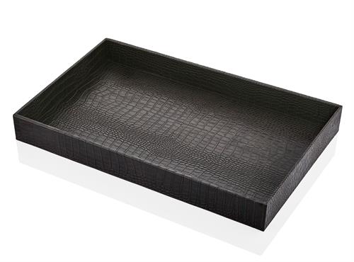 Dikdörtgen Kahve Krokodil Deri Tepsi