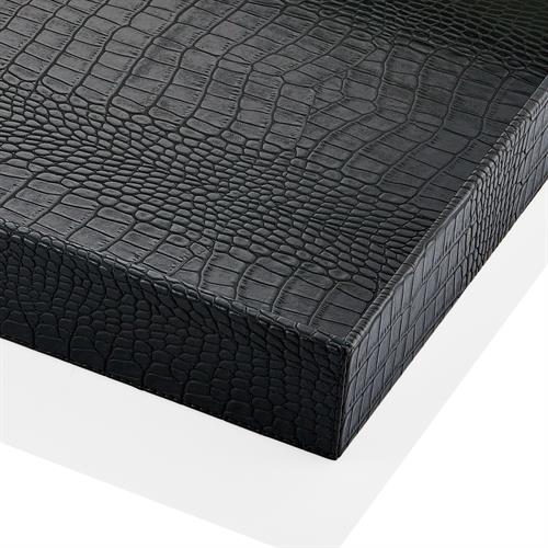 Dikdörtgen Siyah Krokokodil Deri Tepsi