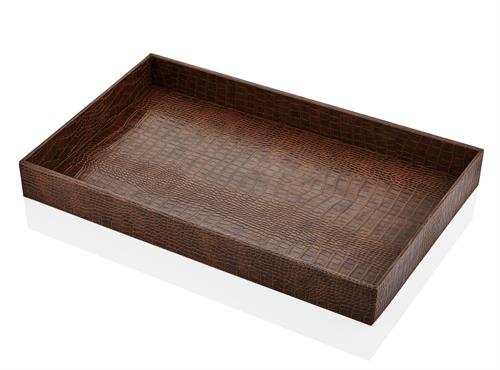 Dikdörtgen Taba Krokodil Deri Tepsi