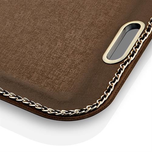 Gold Zincirli Dikdörtgen Kahverengi Tepsi