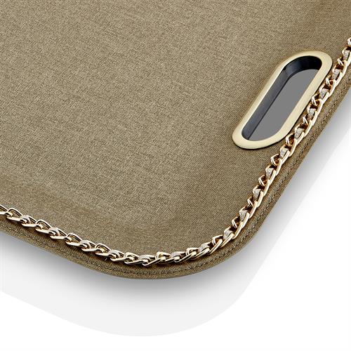 Gold Zincirli Dikdörtgen Sütlü Kahve Tepsi