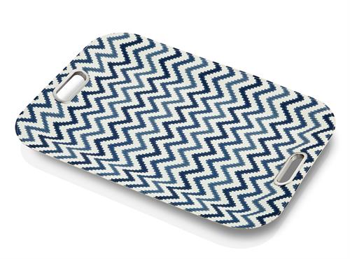 Metal Kulplu Dikdörtgen Lacivert Tepsi