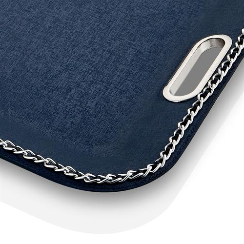 Metal Zincirli Metal Kulplu Dikdörtgen Lacivert Tepsi