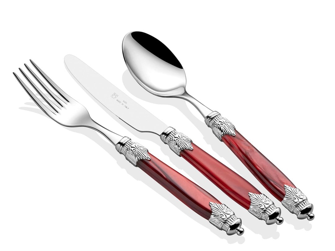 75 ParçaRIVADOSSIEle TrendArianna Chrome Bordo Çatal Bıçak Seti
