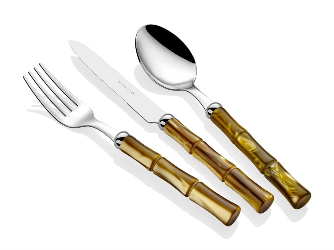 Bamboo zeytin yeşili 24 parça çatal bıçak seti