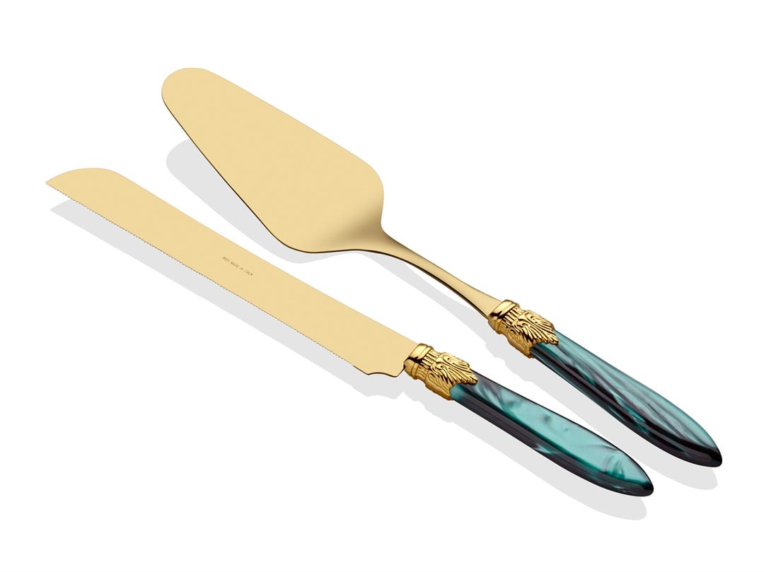 Laura Oro yeşil pasta servis seti