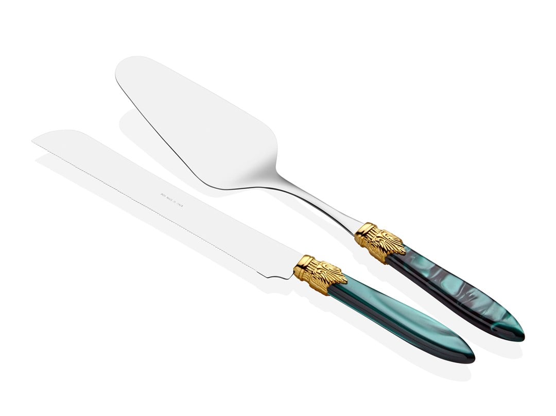 Laura Ring yeşil pasta servis seti