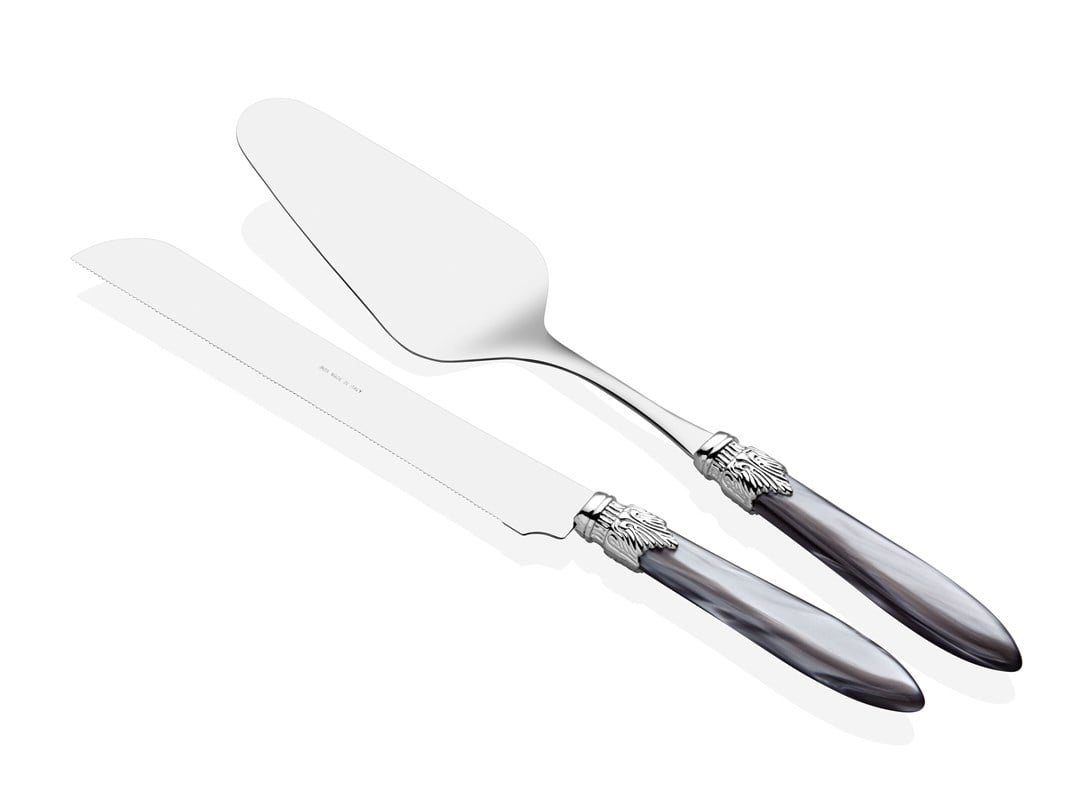 Laura Chrome gri pasta servis seti