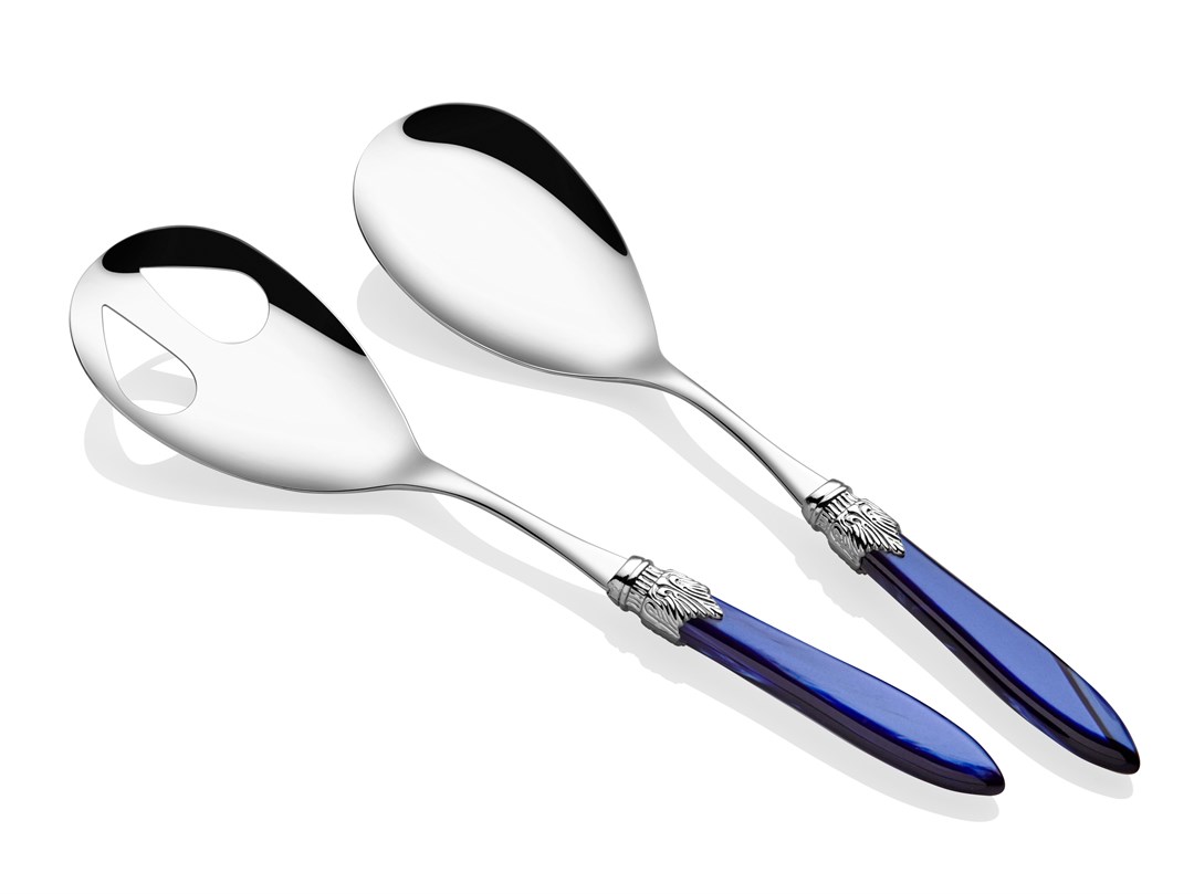 Laura Chrome lacivert salata servis seti