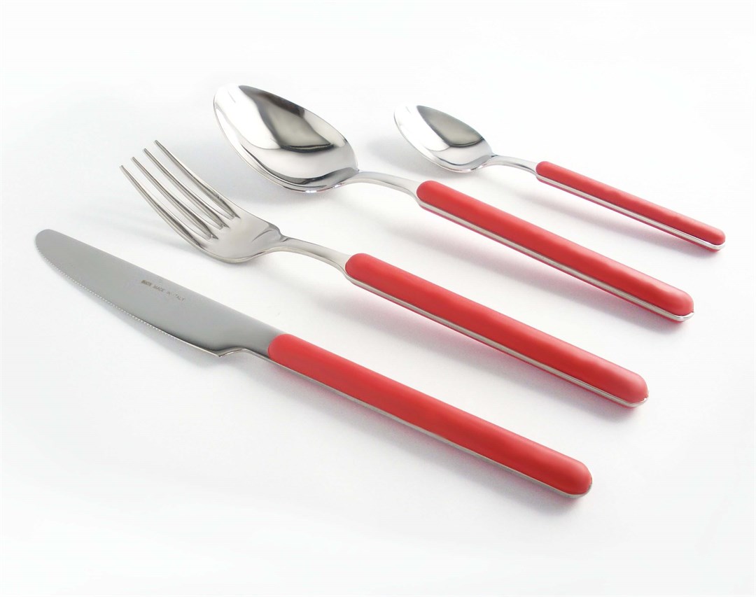 Sylt kırmızı 24 parça çatal bıçak seti