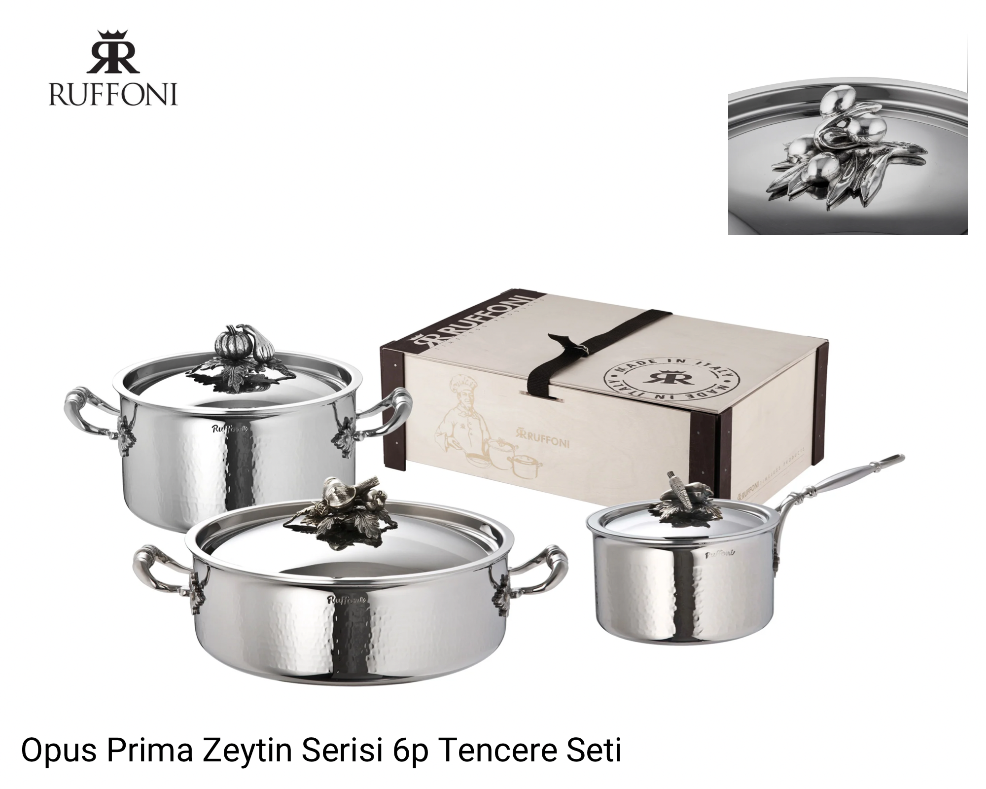 TENCERE Ruffoni ItalyEle TrendOpus Prima Zeytin Serisi 6 Parça Tencere Seti