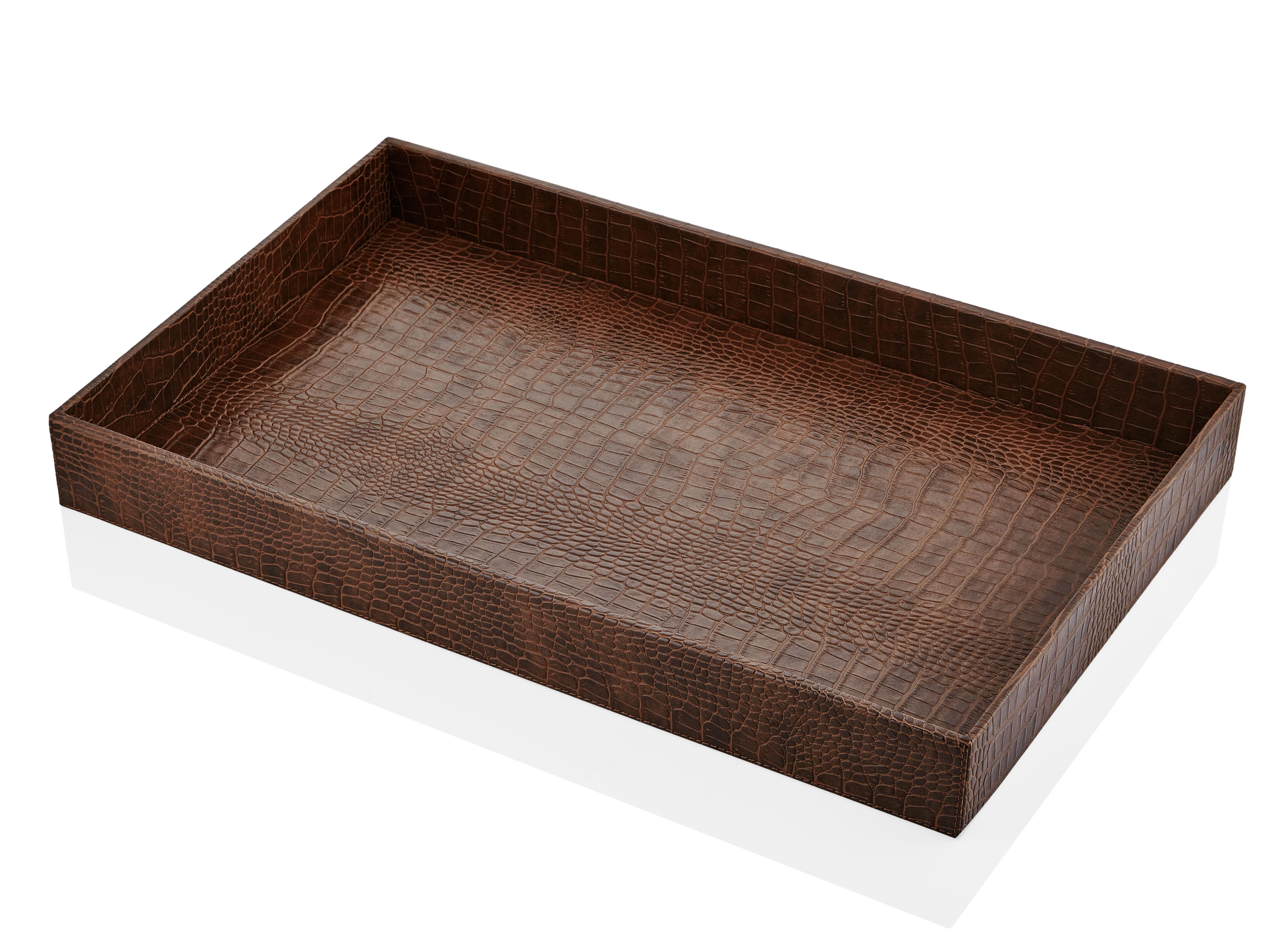 TEPSİLERELE TRENDEle TrendDikdörtgen Taba Krokodil Deri Tepsi