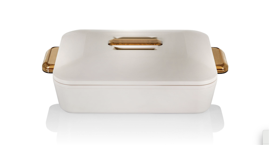 Termal Servis KaplarıENJOY ATER ITALYEle TrendColorado Dikdörtgen Servis Kabı 2.8L Beyaz & Amber