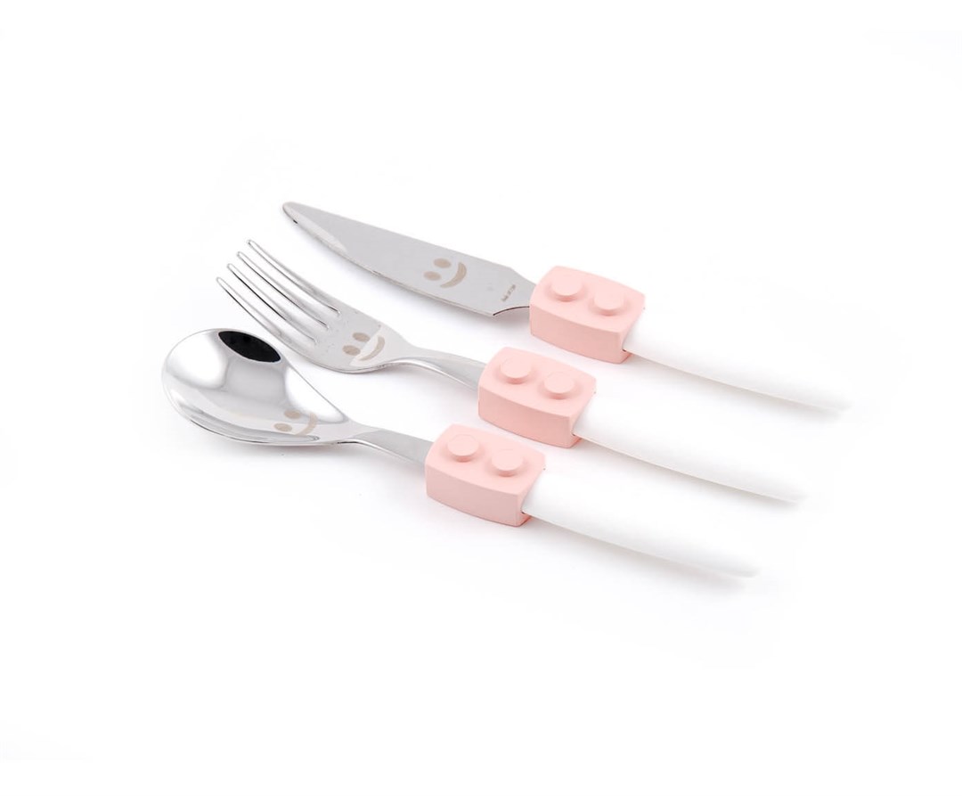 Trebimbi Click pembe 3p çocuk çatal bıçak seti