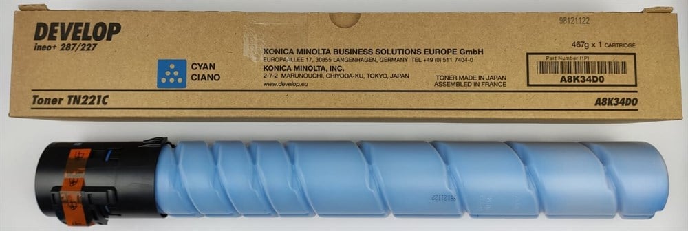 DEVELOP TN-221Y Orijinal Yellow Toner  A8K32D0   ineo C227/287