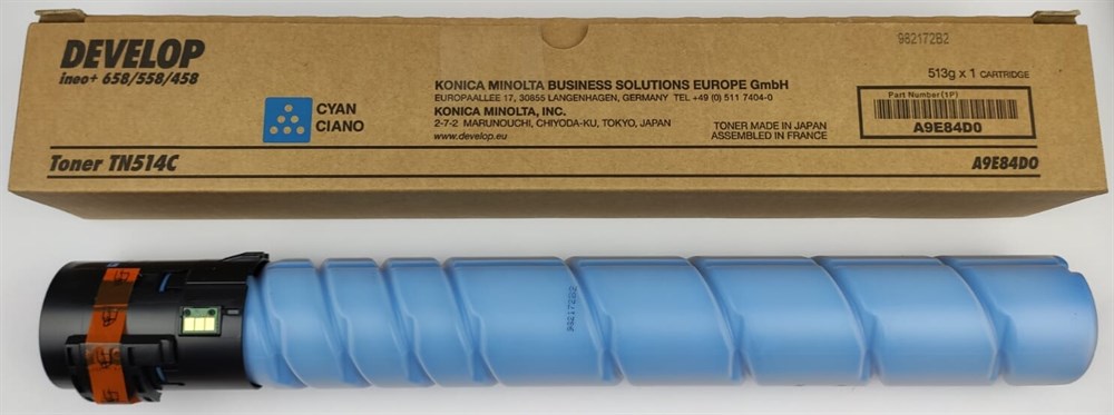 DEVELOP TN-514C Orijinal Cyan Toner  A9E84D0    Ineo Plus 458, Ineo Plus 558, Ineo + 458, Ineo + 558, Ineo Plus 658, Ineo + 658