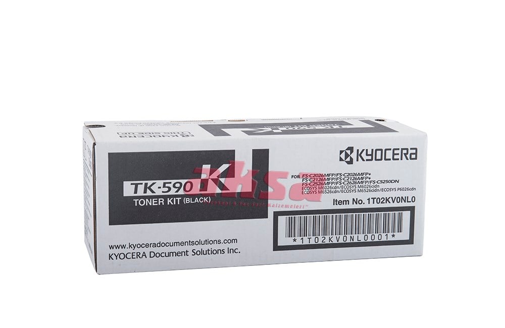KYOCERA TK 590K Orijinal Black Toner   FS C 2026 FS C 2126 FS C 2526 FS C 2626MF P FS C 5250DN/   ECOSYS P6026, M6026, M6526cdn, M6026, M6526cidn