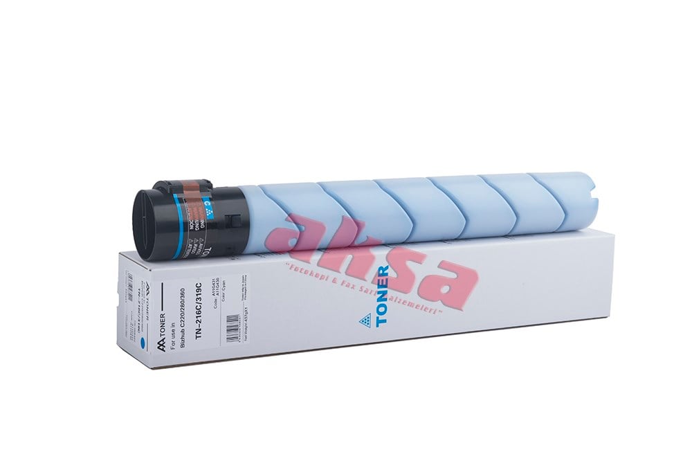 MINOLTA TN 216C TN 319C AA Cyan Toner 437g Bizhub C 220 280 360   Bizhub C 220 C 280 C 360 DEVELOP İneo C 220 C 280 C 360