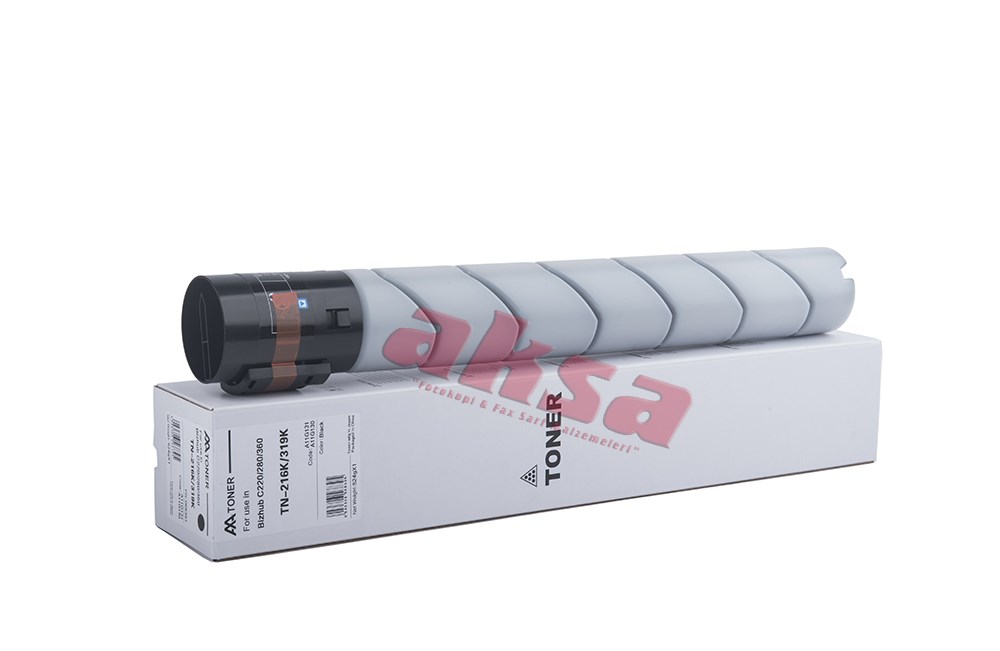 MINOLTA TN 216 K TN 319 K AA Black Toner 524g Bizhub C 220 280 360   Bizhub C 220 C 280 C 360 DEVELOP İneo C 220 C 280 C 360