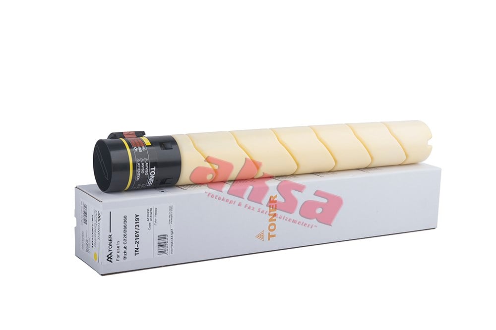 MINOLTA TN 216 Y 319 Y AA Yellow Toner 437gr Bizhub C 220 280 360   Bizhub C 220 C 280 C 360 DEVELOP İneo 220 280 360