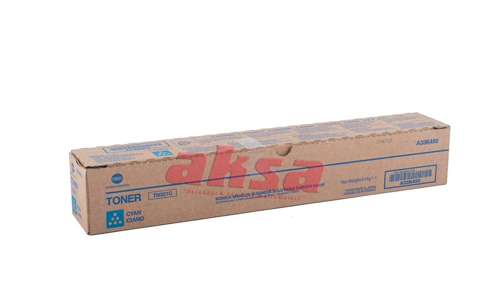 MINOLTA TN 321C Orijinal Cyan Toner 25K Bizhub C 224 284 364 ( A33K450)   Bizhub C 284 Bizhub C 224e Bizhub C 284e Bizhub C 224 Bizhub C 364e Bizhub C 364