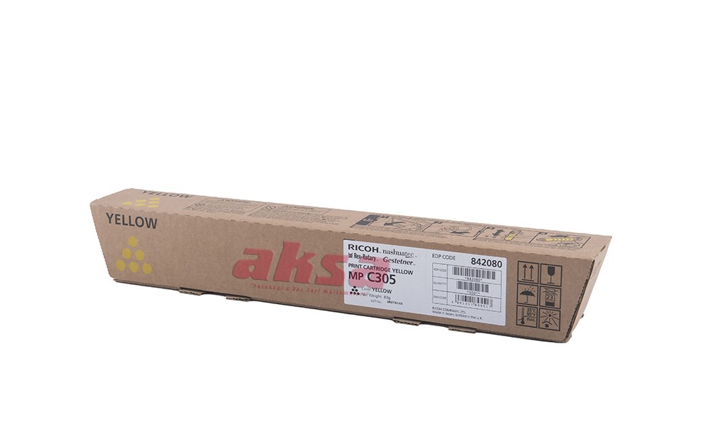 RICOH MPC 305 Orjinal Yellow Toner 842080   Aficio MPC 305 / Aficio MPC 305SP / Aficio MPC 305SPF  (Koli 6 lı)