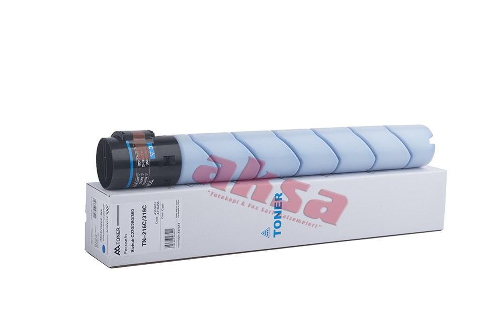 MINOLTA TN 216C TN 319C AA Cyan Toner 437g Bizhub C 220 280 360   Bizhub C 220 C 280 C 360 DEVELOP İneo C 220 C 280 C 360