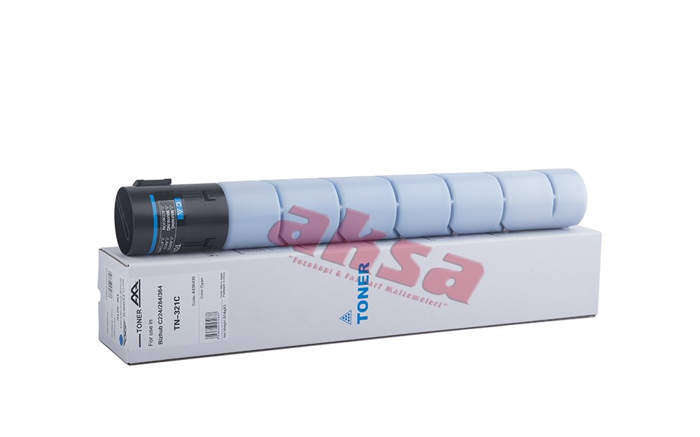 MINOLTA TN 321 C AA Cyan Toner 25K 514g Bizhub C 224 284 364 224e 284e 364e   Bizhub C 224 C 284 C 364/ 224e/ 284e OLİVETTİ MF 222/ 282/ 362/  MURATEC MFX 2280/2880/3680