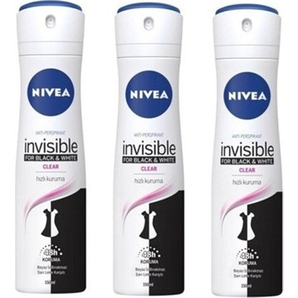 3 Adet Nivea Deo 150 Ml Black & White Clear Kadın