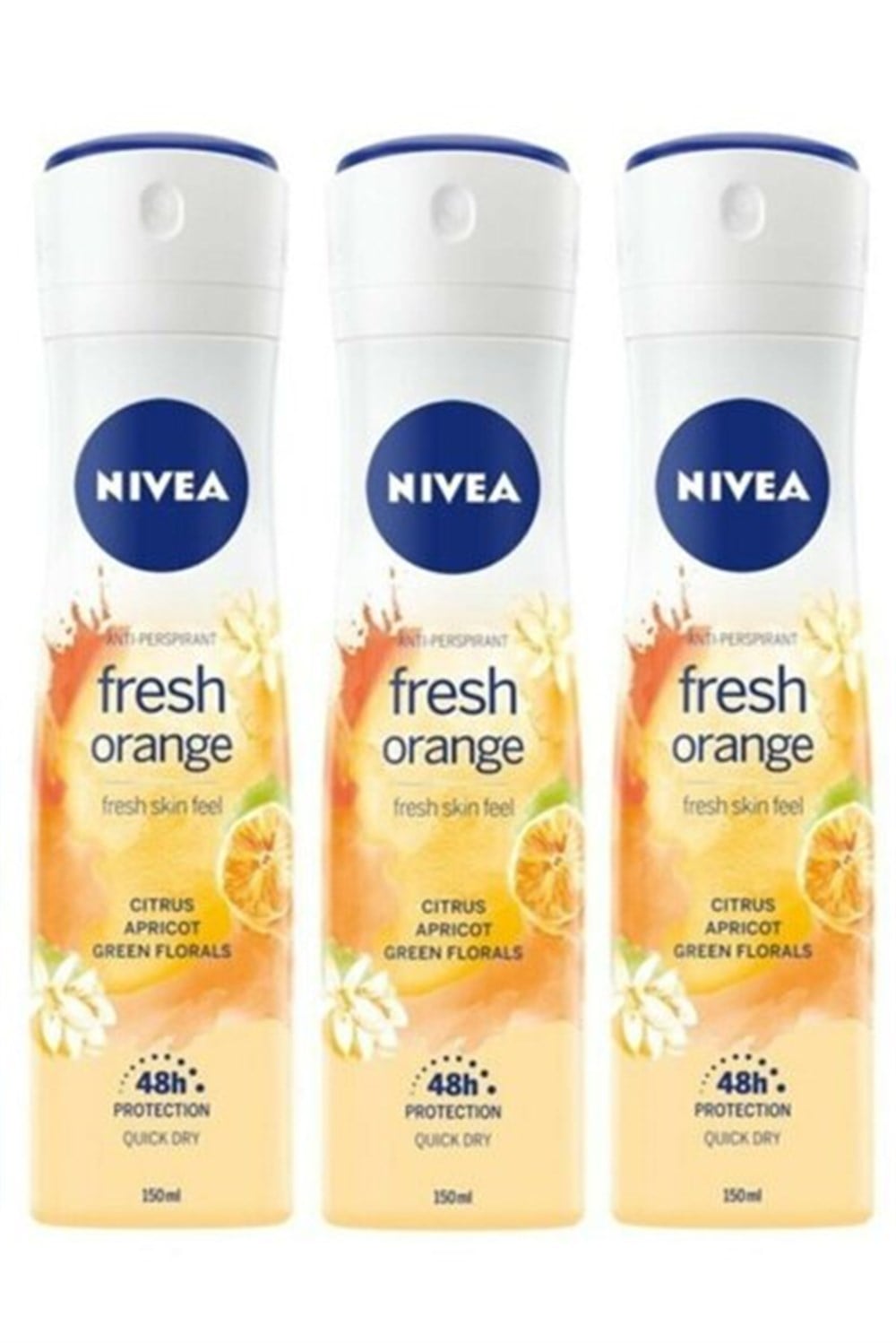 3 Adet Nivea Deo 150 Ml Fresh Senses Orange