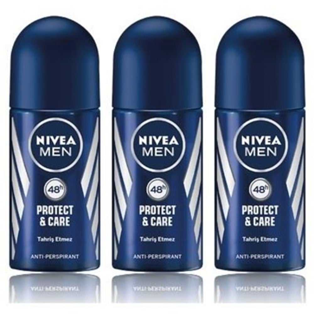 3 Adet Nivea Roll-On  50 Ml Protect Care Erkek