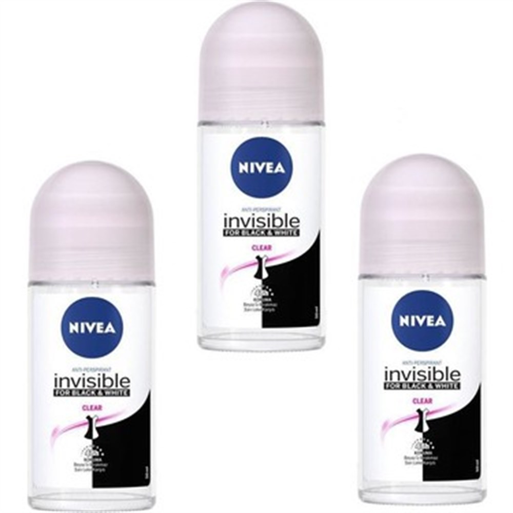 3 Adet Nivea Roll-On 50 Ml İnvisible Black & Whıte Clear  Kadın