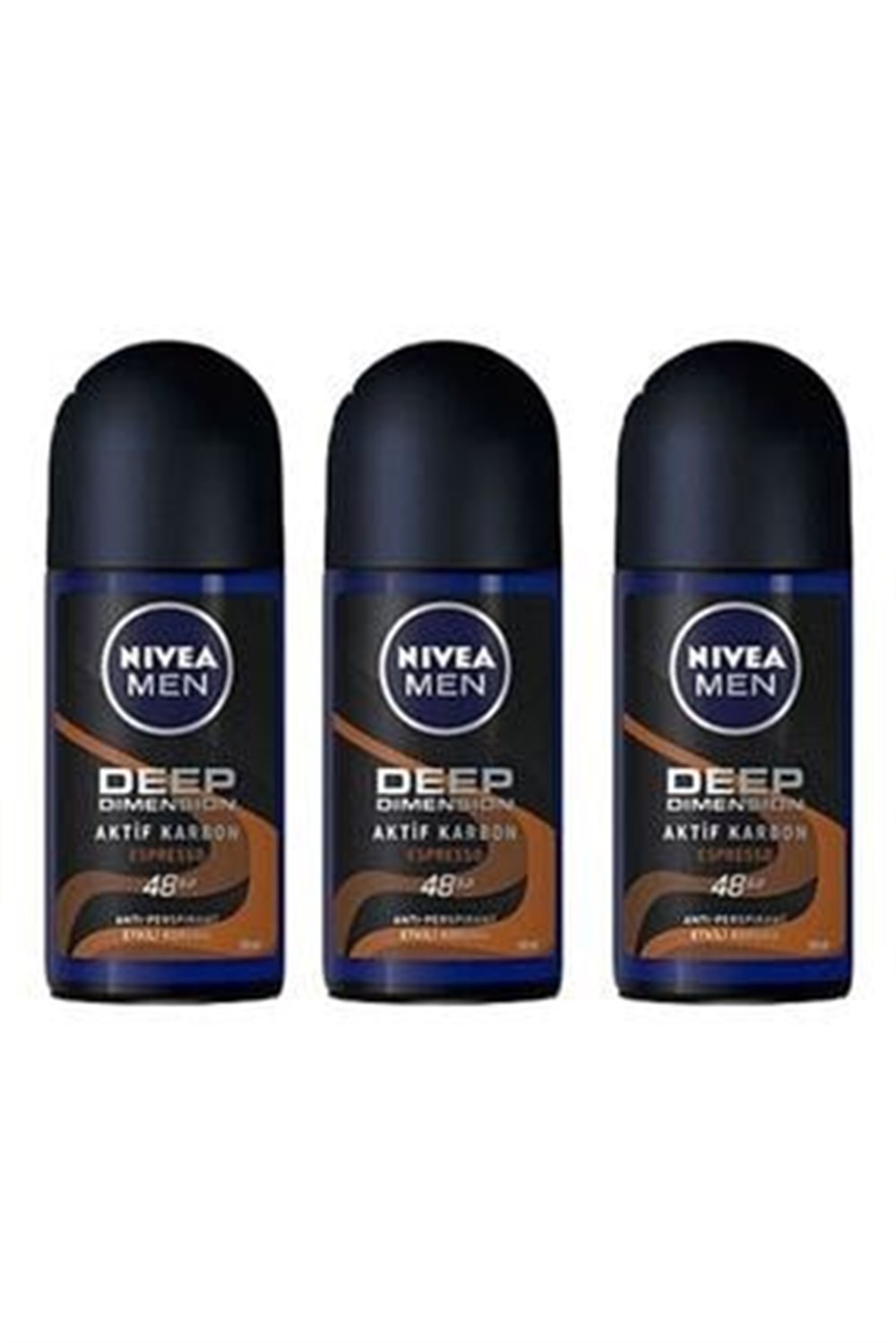 3 Adet Nivea Roll-On 50 Ml Men Deep Akit Karbon Espresso 